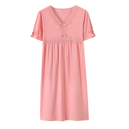 Nightgown Women's Summer Short-sleeved Modal Home Clothes Princess Style Casual Summer Pajamas Long plus size Wholesale