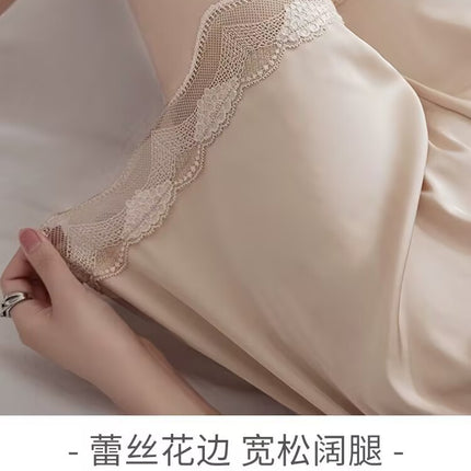 Ice Silk Safety Pants Women's Anti-walking Summer Thin Loose Outwear Leggings Lace No-hem Pajama Pants Shorts