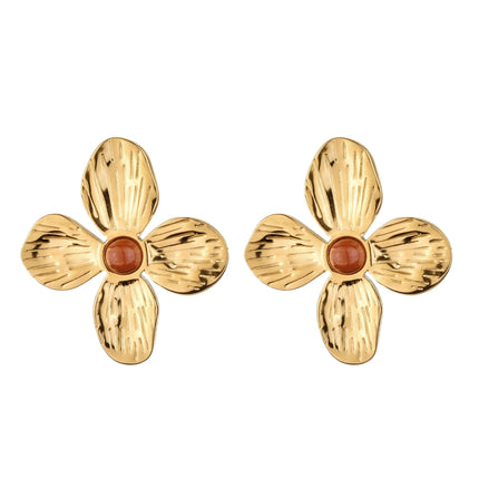 European and American retro style niche exquisite high-grade stainless steel earrings bud design petal does not fade earrings women