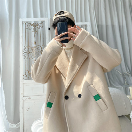 Autumn and Winter New Japanese Style Retro Double-breasted Suit with Bogged Collar and Woolen Collar Loose plus size Short Woolen Trash Coat