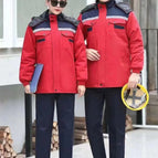 [navy blue on top and red on bottom] mid-length cotton clothing / XL/175