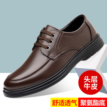 Casual Leather Shoes for Men 2025 New Formal Business Leather Shoes Fashionable and Versatile Middle-Aged and Elderly Dad Cotton Shoes Factory Direct Sales
