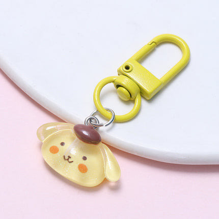 Transparent Animal Three-Creeper European Cinnamon Dog Kuromi Resin DIY Keychain Ring Accessories Pendant