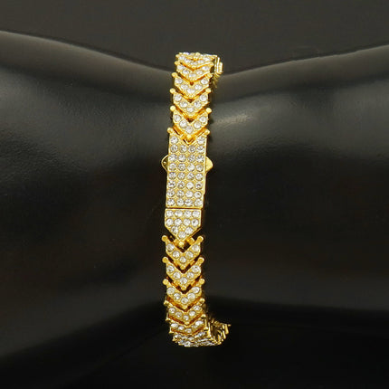 Cross-border New Products Full Diamond Ins Wind Fish Tail Fish Bone Tennis Chain European and American Light Luxury Trendy Men's and Women's Neckchain Clavicle Chain