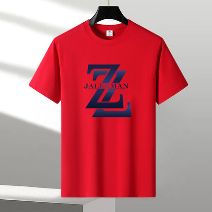 New Heavy Men's Fashion Pure T-Shirt Cotton Letter All-match Breathable Short Sleeve Round Neck Fashion Loose Printed Half Sleeve