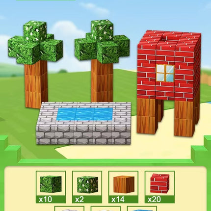 Cross-border My Magnetic Cube World Magnetic Suction Stone Building Blocks Children's Gift Educational Assembled Boy's Toy Interactive