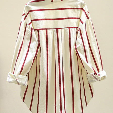 Age-reducing Green Striped Shirt Women's 2025 Spring and Summer New Korean-style Loose Casual Long-sleeved Shirt Sun Shirt Top