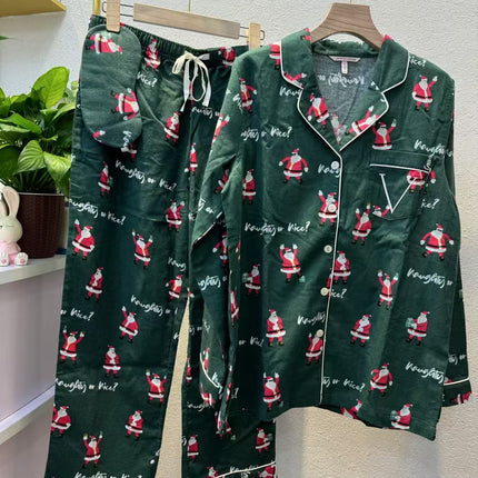 2025 Big-Name Catwalk Export Brushed Cotton Long-Sleeved Women's Pajamas Printed Casual French Outer Wear Home Clothes with Eye Mask
