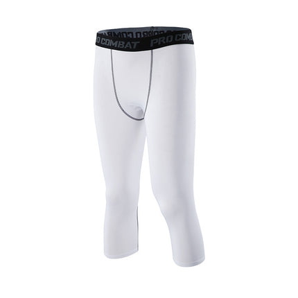 Sports Tights Men's High-Elasticity Quick-Drying 7-Point Pants Basketball Fitness Running Training Compression Leggings Summer