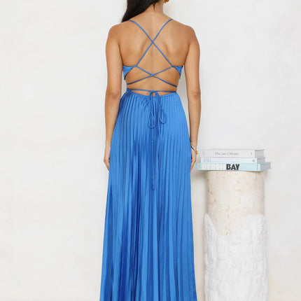 2025 Amazon Independent Station Cross-border Long Women's New Solid Color Sexy Backless Strap Press dress