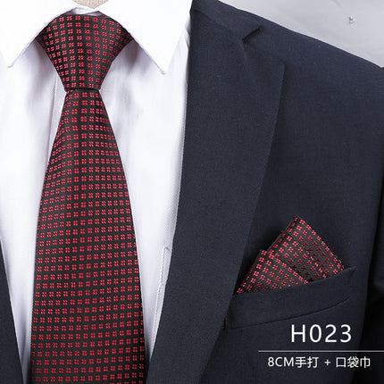Dress Wedding Tie Men's 8CM Bridegroom Wedding Korean Style wine red Business Tie Narrow Zipper Lazy Men and Women