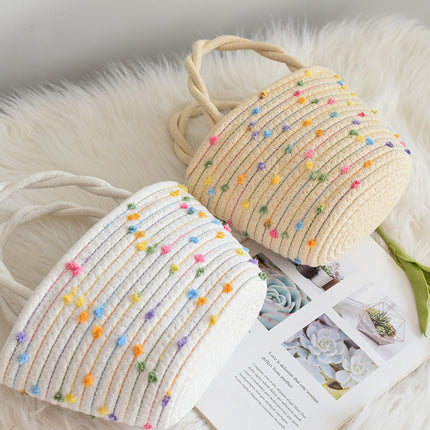 Fashion cotton rope bag horse ball bag color point twist handle bag shoulder bag handbag versatile fashion bag factory wholesale