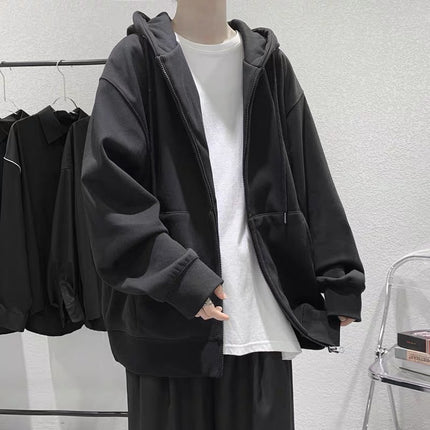 Early Autumn Hooded Sweatshirts for Men and Women, Winter Velvet New Korean Style Trendyy Tops, Casual Cardigan Zipper Jackets