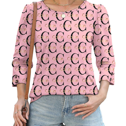 50 Colors Cross-Border European and American Amazon Spring and Summer New Printed T-Shirts with Cuff Buttons, Casual Versatile Vacation Women's Clothing