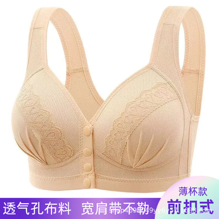 Breathable Cross-border Front Snap No Steel Ring Fixed Cup Bra Beautiful Back Traceless Top-up Thin Mom Vest-style Underwear
