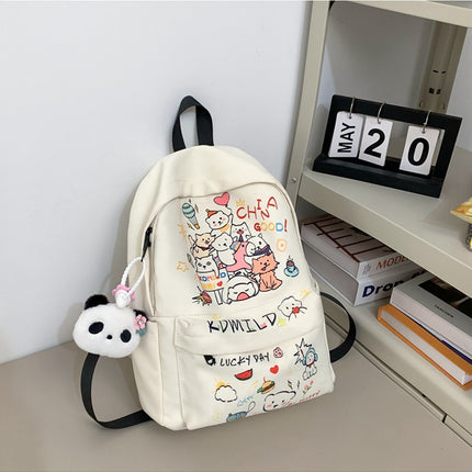 Cute Graffiti Schoolbag Women Junior High School Students Large Capacity Computer Bag Large small size Travel Backpack Western-style Backpack