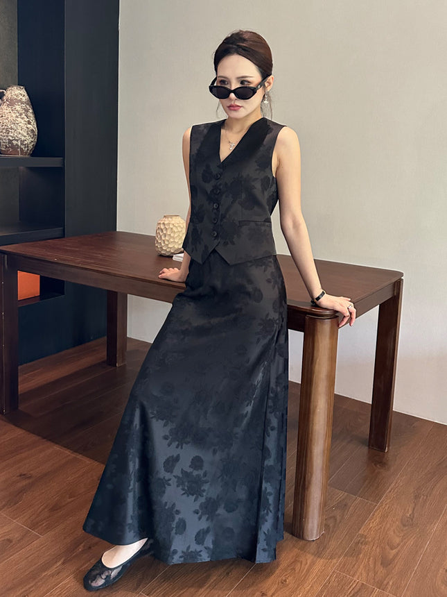 Fangfara Thirteen Lines Wholesale 2025 Summer New Products New Chinese Style National Style Jacquard Retro Skirt Two-Piece Suit