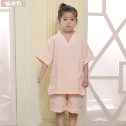 Cotton Sweat Steaming Suit Waffle Fabric Men and Women Couple Sauna Bathing Suit Massage Foot Massage Suit Large Size Home