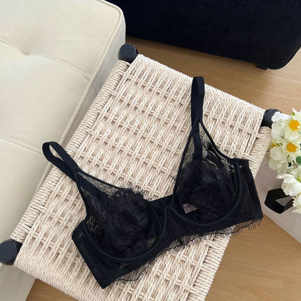 Pure Desire Style Ultra-thin Sexy Mesh Lace Underwear Women's Big Chest Showy Small Upper Pin Anti-sagging Breast Bra