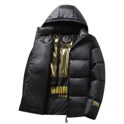 Black Gold Cotton Clothes Men's Coat Couple's Graphene Hooded Cotton-padded Coat Cold-proof Thickened Warm plus size Cotton-padded Coat Coat