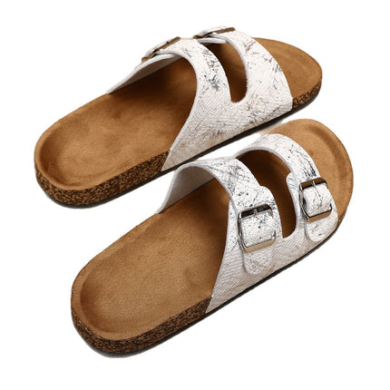 Summer Cork Slippers for Men and Women Couples, Suede Beach Sandals, Cross-Border Large Size Breathable Outer Wear Non-Slip Cork Slippers