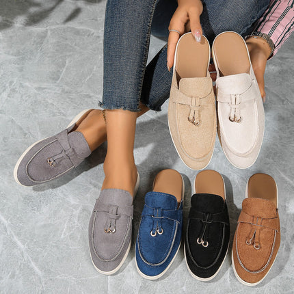 European and American Slippers 2024 Spring New Women's Baotou Half Slippers Outer Wear One-Leg Muller Lazy Shoes Half Slippers Wholesale