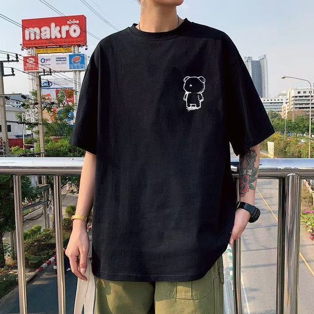 Summer New Short-Sleeve Trendy Loose Versatile Ins Fashion Brand Half-Sleeve T-Shirt Student Casual Short-Sleeve Top