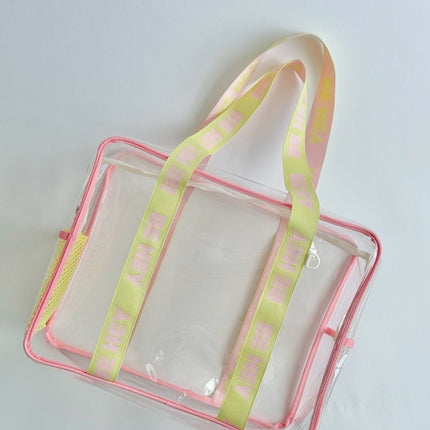 Ins Same Style Jelly Bag Women's Large Transparent Makeup PVC Wash Waterproof Swimming Storage Handbag Beach Bag