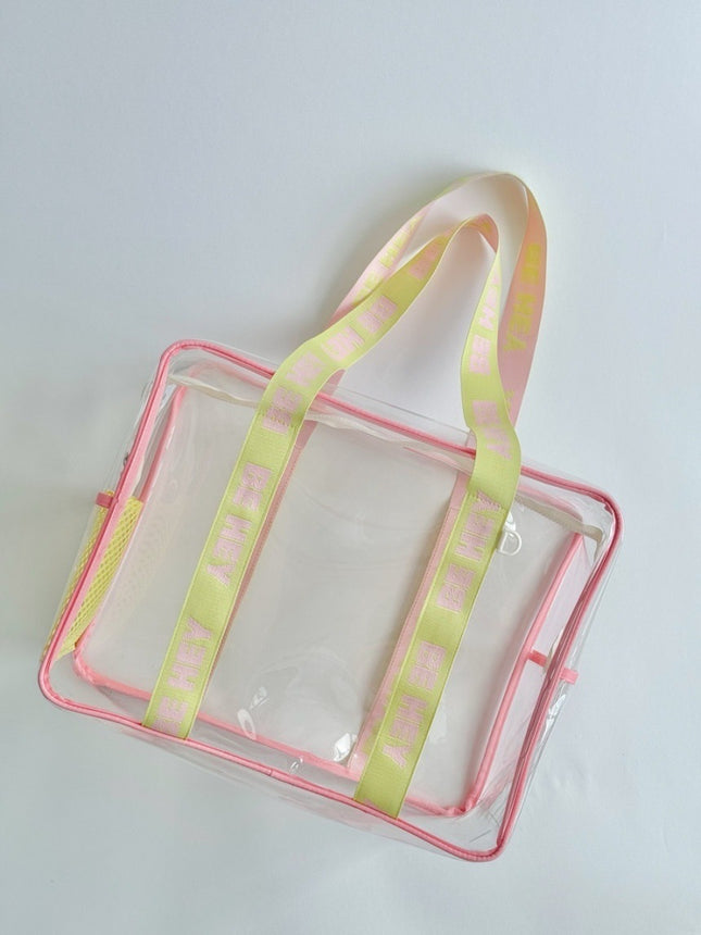 Ins Same Style Jelly Bag Women's Large Transparent Makeup PVC Wash Waterproof Swimming Storage Handbag Beach Bag