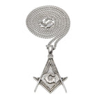 Silver textured Masonic pendant + 3mm24inch Cuban chain