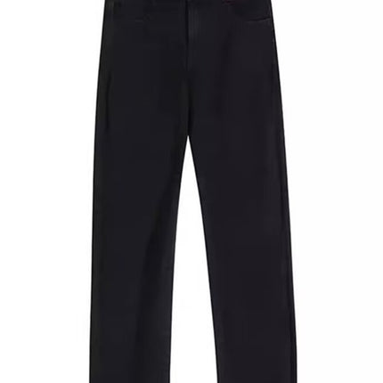 Black High-waisted Jeans Women's Spring and Autumn New Slimming plus size chubby girl Pear-shaped Body Cropped Straight Pipe Pants
