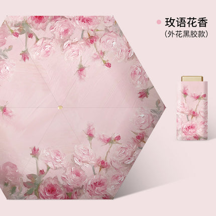 Sunny Umbrella Folding Ultra Light Small Flat Six-fold Umbrella Sun Protection Sunshade Sun Umbrella UV Protection Mini Pocket Umbrella