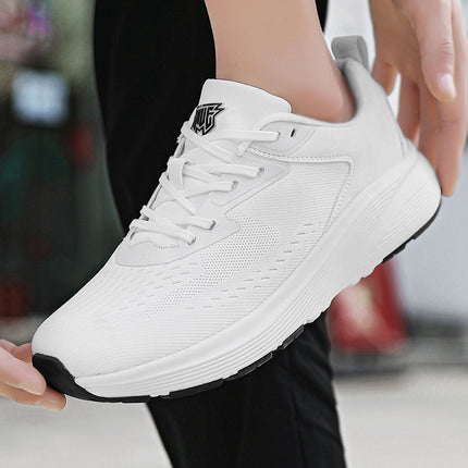 2025 New Couple Running Shoes Lightweight Shock-Absorbing Breathable Sports Shoes for Men and Women Youth Travel White Shoes Cross-Border
