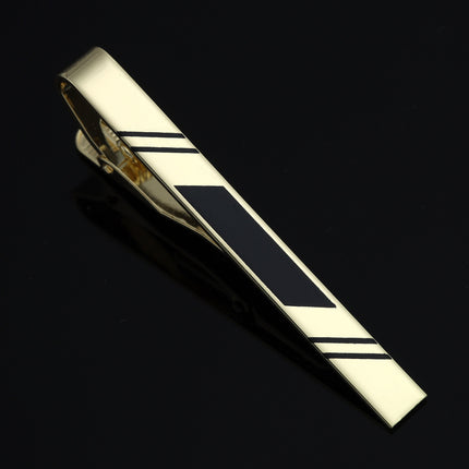 Tie Clip Men's Gold Geometric Line Style Silver Enamel Simple Classic New Black Xiangyun Copper Tie Clip