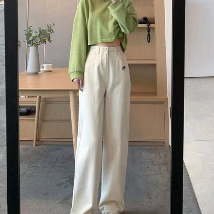 Wide-Leg Jeans for Women Spring New 2025 Straight Loose High-Waisted Slimming Drapey White Floor-Length Pants Trendy