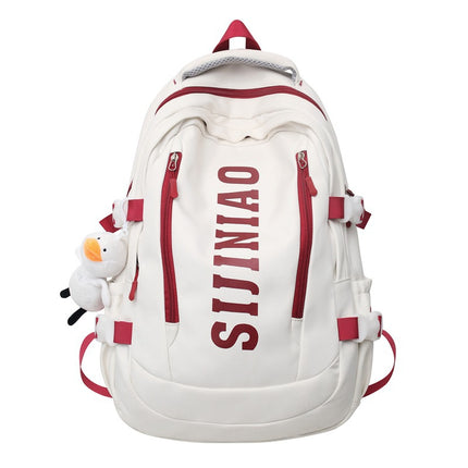 New Backpack Women's Junior Senior high school College Student Schoolbag Large Capacity Casual Couple's Double Back with Pendant for Travel