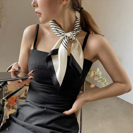 70 Floral Polka Dot Imitation Silk Scarf Neck Scarf Korean Style Atmosphere Sun Protection Scarf High-End Wholesale