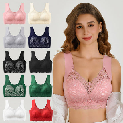 Fat M 150.00kg Ice Silk Gather Sleep Sports Yoga Bra Traceless Underwear Women's Plus Size Plus Size No Steel Ring Batch