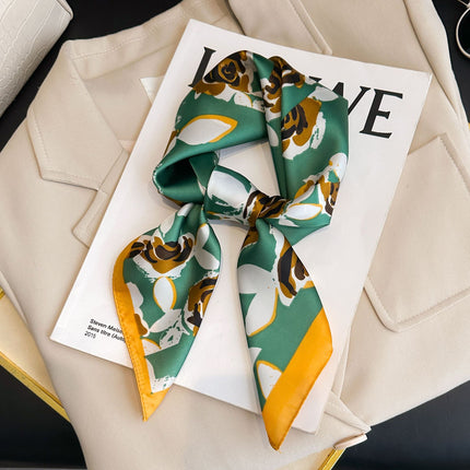 New Style Square Scarf Small Silk Satin Imitation Silk Women Flower and Bird Printed Beautiful Silk Scarf Thin Small Square Scarf Scarf Scarf