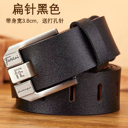 Fortray Leather Belt First Layer Cowhide Men's Genuine Pure Leather Buckle Belt Men's High-End Trouser Belt 23 Business