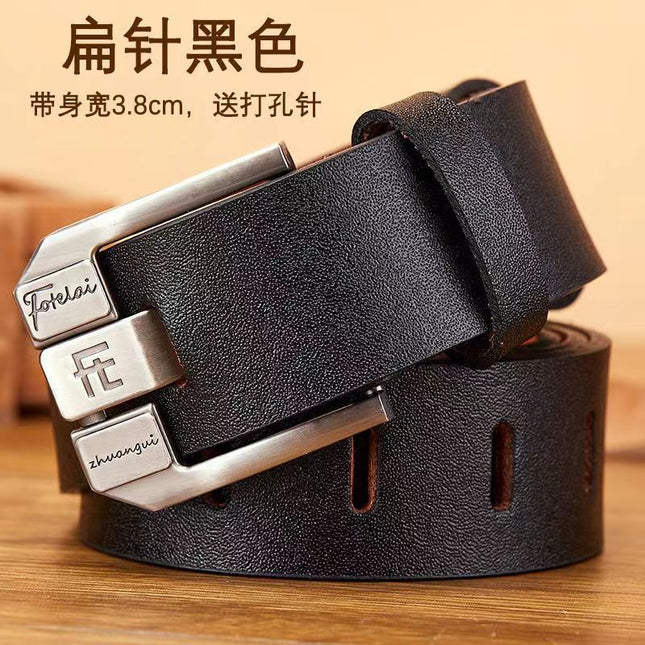 Fortray Leather Belt First Layer Cowhide Men's Genuine Pure Leather Buckle Belt Men's High-End Trouser Belt 23 Business