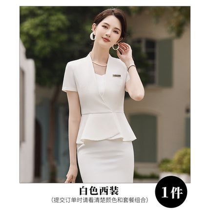Professional suit suit women's formal wear elegant fashion high-end feeling Tongqin hotel front desk jewelry shop work clothes summer