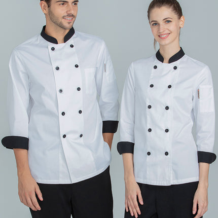 Tesmei Chef Work Clothes Long-Sleeved Western Restaurant Baking Restaurant Kitchen Manufacturer Wholesale Kitchen Clothes Moisture-Wicking and Sweat-Wicking