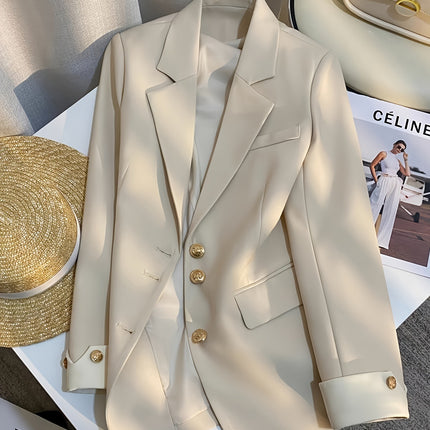2025 Spring and Autumn New Multi-Color Suit Jacket Cream Korean Style Design Niche Fashion Temperament Goddess Commuting