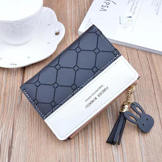 Cross-Border New Small Wallet Women's Short Zipper Wallet Student Korean Version Coin Purse Card Holder Multi-Function Bag