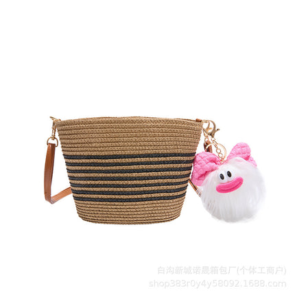 Summer Popular Bags for Women 2025 New Fashion Casual Crossbody Straw Bag Versatile Small Fresh Woven Bucket Bag