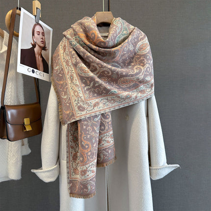 2025 New Autum Retro Fashion Cashew Flower Printed Scarf Warm and Cold Scarf Fashionable Multi-Functional Shawl