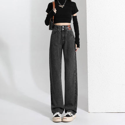 Black Wide Leg Jeans Women's Autumn and Winter 2024 New High Waist Loose Straight Tube Slimming All-match Mop Long Pants