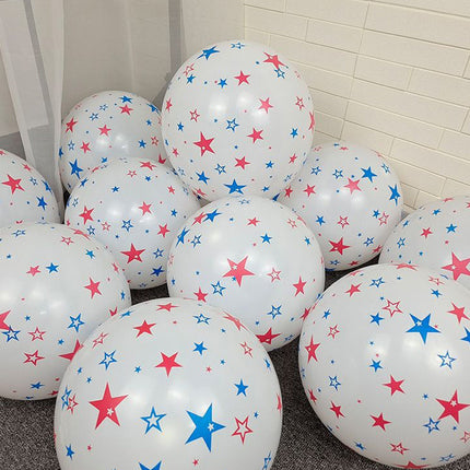 Cross-border wholesale 12 inch five-pointed star printed balloon latex decoration independence day party atmosphere balloon