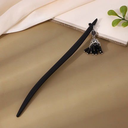 Antique Hairpin Tassel Step Wooden Hairpin Imitation Ebony Headwear Disc Hair Han Clothes Accessories Hair-pulled Ancient Clothes Hair Women